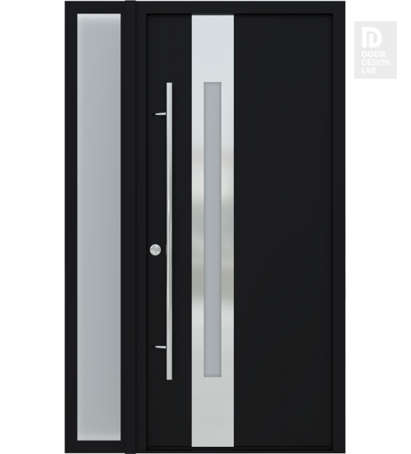 MODERN FRONT STEEL DOOR ZEPHYR BLACK/WHITE 49 1/4" X 81 11/16" RHI + SIDELITE LEFT