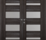 Mirella Vetro Gray Oak Modern Interior Double Swing Doors by Belldinni
