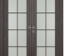 Palladio 8 Lite Vetro Gray Oak Modern Interior Double Swing Doors by Belldinni