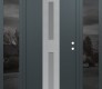 Modern Steel Front Door DIAMOND A6 64" X 80" ANTHRACITE/ANTHRACITE FROSTED GLASS PANEL STAINLESS STEEL LHI WITH 2 SIDELITES MIRRORED GLASS