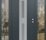 Modern Steel Front Door DIAMOND A6 60" X 80" ANTHRACITE/ANTHRACITE FROSTED GLASS PANEL STAINLESS STEEL LHI WITH 2 SIDELITES CLEAR GLASS