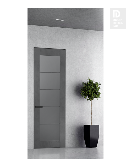 Avon 5 Lite Vetro Dark Urban Modern Interior Frameless Door by Belldinni