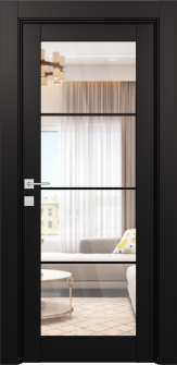Avon 4 Lite Clear Vetro Black Matte Single Doors