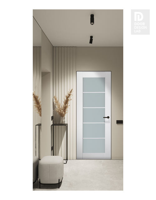 Smart Pro 5 Lite Vetro Polar White Modern Interior Frameless Door by Belldinni