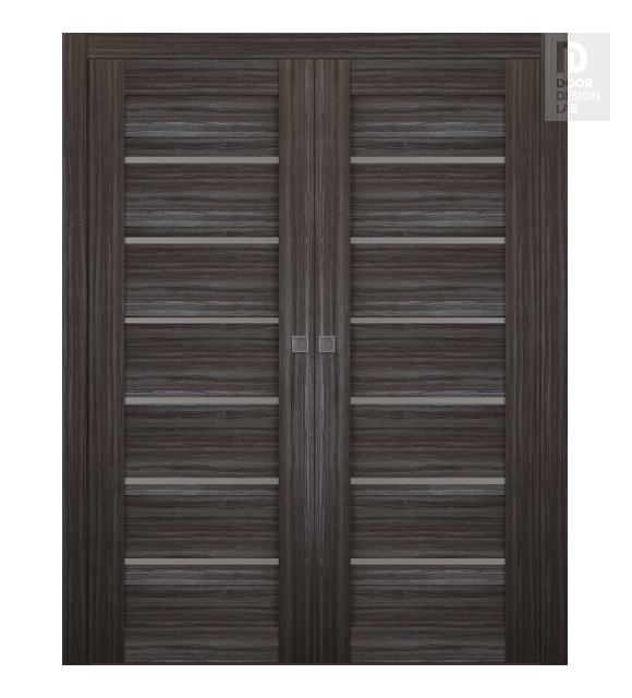 Alba Gray Oak Modern Interior Double Pocket Doors by Belldinni
