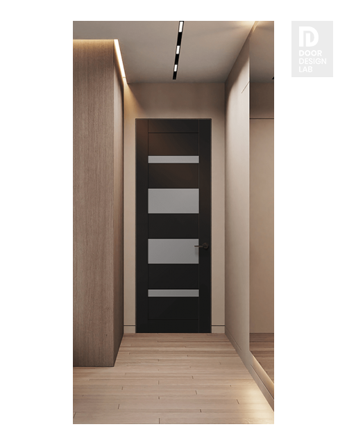 Mirella Vetro Black Matte Modern Interior Frameless Door by Belldinni