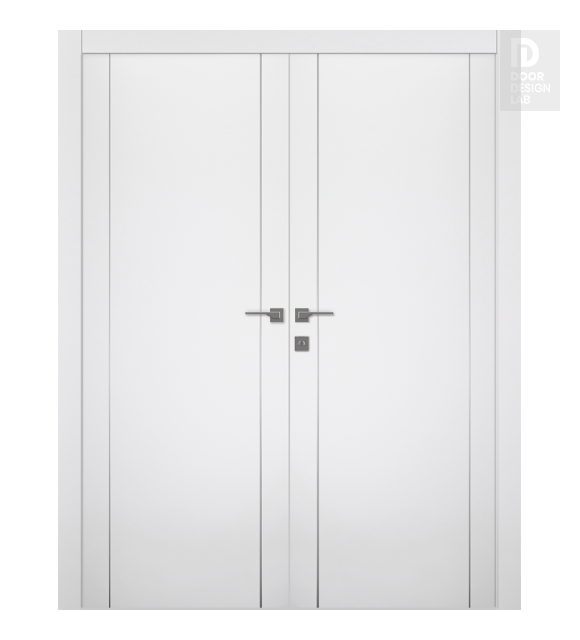 Optima 2U Snow White Modern Interior Double Swing Doors by Belldinni