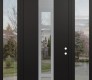 DIAMOND A9 64" X 96" BLACK/BLACK CLEAR GLASS PANEL STAINLESS STEEL RHI WITH 2 SIDELITES AND TRANSOM CLEAR GLASS