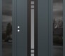 Modern Steel Front Door DIAMOND A4 64" X 80" ANTHRACITE/ANTHRACITE FROSTED GLASS PANEL BLACK RHI WITH 2 SIDELITES MIRRORED GLASS