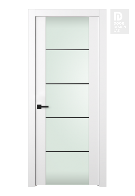 Smart Pro H3g 4H Black Strips Vetro Polar White Modern Interior Door by Belldinni