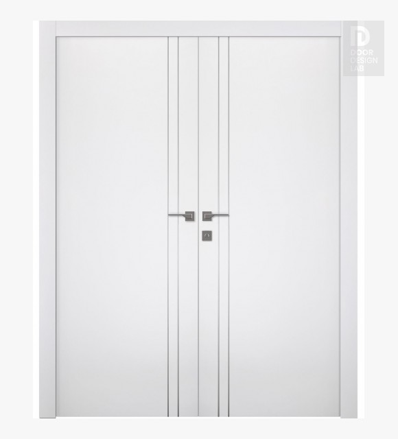 Palladio 2V Bianco Noble Modern Interior Double Swing Doors by Belldinni