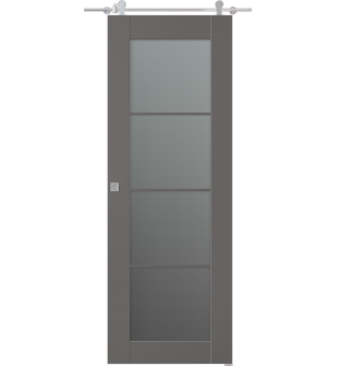 Avon 4 Lite Vetro Gray Matte Barn doors