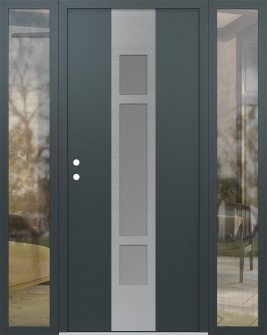 DIAMOND A9 68" X 80" ANTHRACITE/ANTHRACITE FROSTED GLASS PANEL STAINLESS STEEL RHI WITH 2 SIDELITES CLEAR GLASS