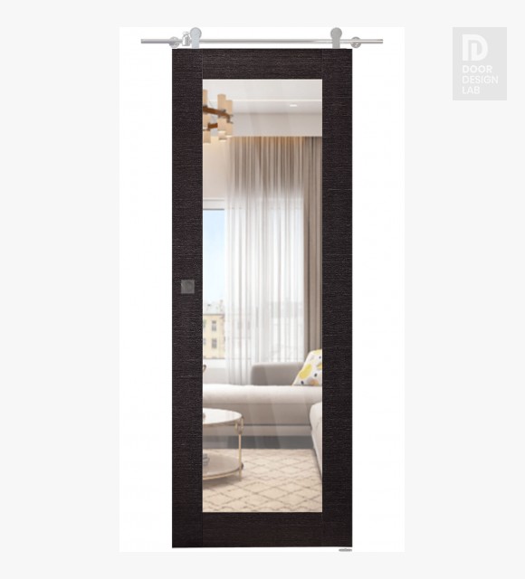 Avanti 207 Clear Vetro Black Apricot Modern Interior Barn Door by Belldinni