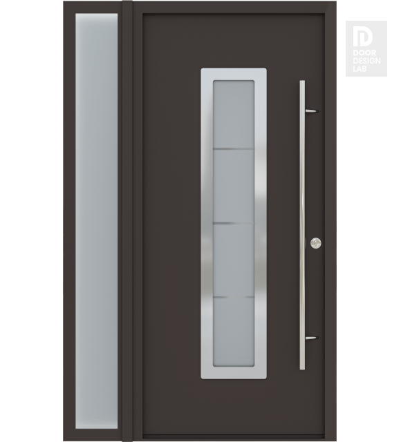 MODERN FRONT STEEL DOOR ARGOS BROWN/WHITE 49 1/4" X 81 11/16" LHI + SIDELITE LEFT