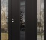Modern Steel Front Door DIAMOND A1 68" X 80" BLACK/BLACK MIRRORED GLASS PANEL BLACK RHI WITH 2 SIDELITES CLEAR GLASS