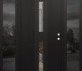Modern Steel Front Door DIAMOND A6 60" X 80" BLACK/BLACK CLEAR GLASS PANEL BLACK LHI WITH 2 SIDELITES MIRRORED GLASS