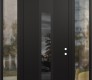 Modern Steel Front Door DIAMOND A1 60" X 96" BLACK/BLACK MIRRORED GLASS PANEL BLACK LHI WITH 2 SIDELITES AND TRANSOM CLEAR GLASS