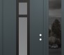 Modern Steel Front Door DIAMOND A9 50" X 96" ANTHRACITE/ANTHRACITE FROSTED GLASS PANEL BLACK LHI WITH SIDELITE AND TRANSOM MIRRORED GLASS