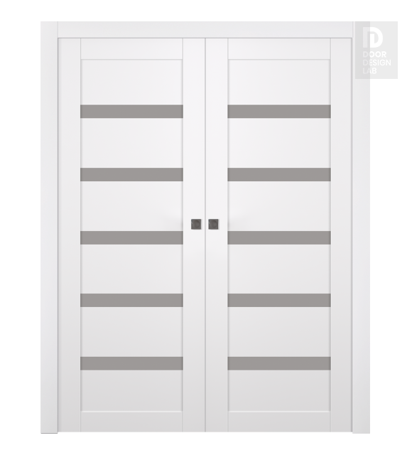 Leora Vetro Snow White Modern Interior Double Pocket Doors by Belldinni