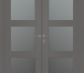 Avon 3 Lite Vetro Gray Matte Modern Interior Double Swing Doors by Belldinni