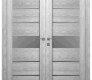 Avon 07-06 Vetro Ribeira Ash Modern Interior Double Swing Doors by Belldinni
