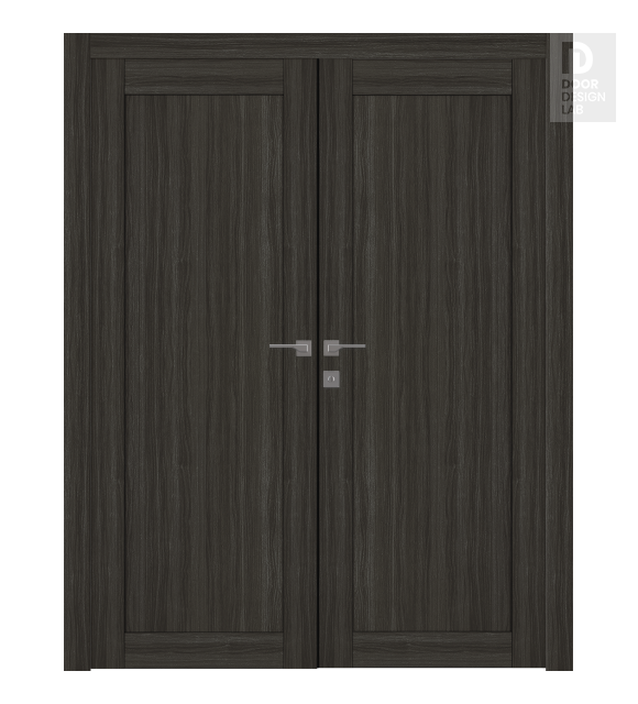 Shaker 1 Panel Gray Oak Modern Interior Double Swing Doors by Belldinni