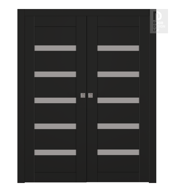 Avon 07-04 Vetro Black Matte Modern Interior Double Pocket Doors by Belldinni