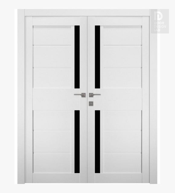 Esta Bl Vetro Bianco Noble Modern Interior Double Swing Doors by Belldinni