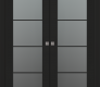 Avon 4 Lite Vetro Black Matte Modern Interior Double Pocket Doors by Belldinni