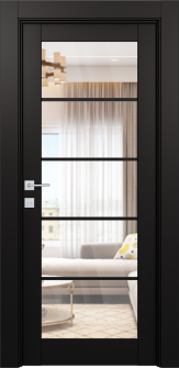 Avon 5 Lite Clear Vetro Black Matte Single Doors