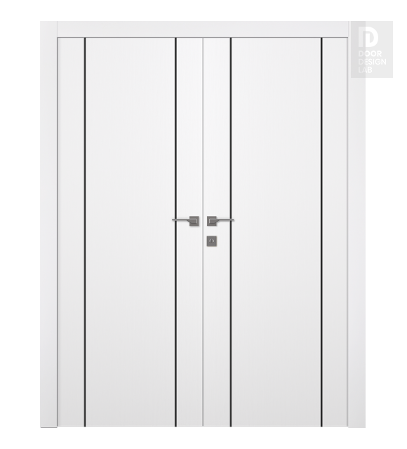 Palladio 2U Black Bianco Noble Modern Interior Double Swing Doors by Belldinni
