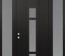 Modern Steel Front Door DIAMOND A9 68" X 96" BLACK/WHITE FROSTED GLASS PANEL BLACK RHI WITH 2 SIDELITES AND TRANSOM FROSTED GLASS