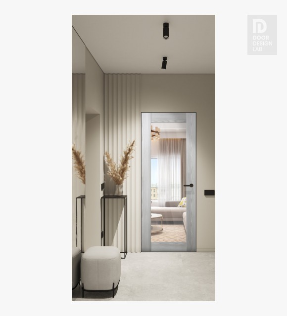 Avon 207 Clear Vetro Ribeira Ash Modern Interior Frameless Door by Belldinni