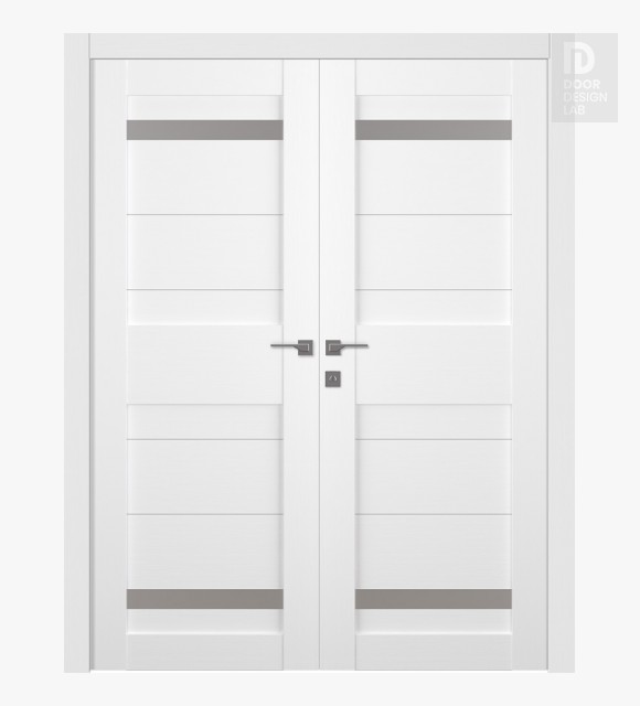 Imma Vetro Bianco Noble Modern Interior Double Swing Doors by Belldinni