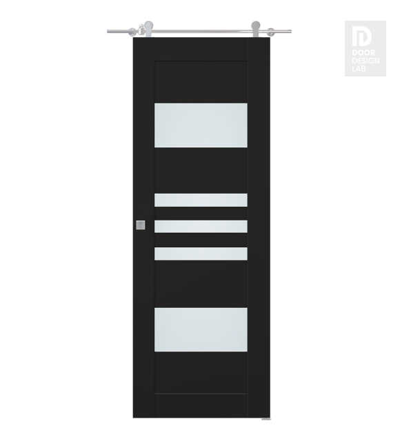 Leti Vetro Black Matte Modern Interior Barn Door by Belldinni