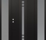 Modern Steel Front Door DIAMOND A4 68" X 80" BLACK/WHITE FROSTED GLASS PANEL BLACK RHI WITH 2 SIDELITES FROSTED GLASS