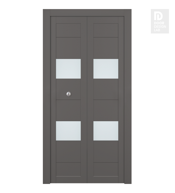 Berta Vetro Gray Matte Modern Interior Bifold Doors by Belldinni