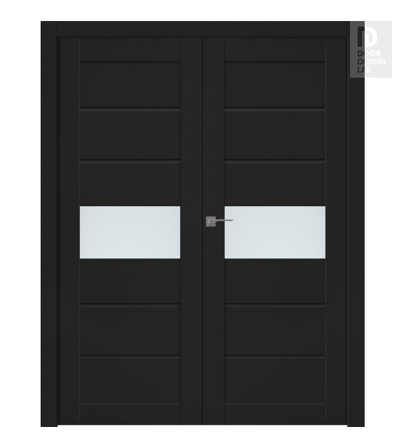 Edna Vetro Black Matte Modern Interior Double Swing Doors by Belldinni