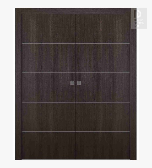 Optima 4H Veralinga Oak Modern Interior Double Pocket Doors by Belldinni