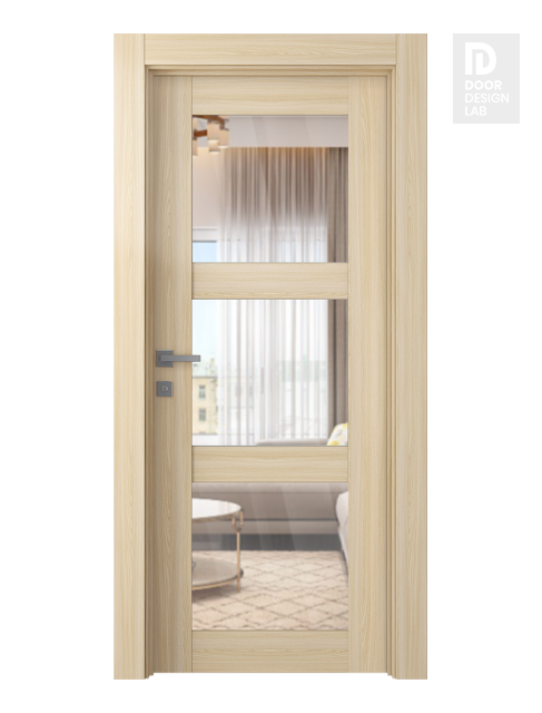 Avon 3 Lite Clear Vetro Loire Ash Modern Interior Door by Belldinni