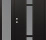Modern Steel Front Door DIAMOND A9 50" X 80" BLACK/WHITE FROSTED GLASS PANEL BLACK RHI WITH SIDELITE FROSTED GLASS