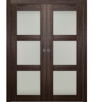 Avon 3 Lite Vetro Veralinga Oak Double pocket doors