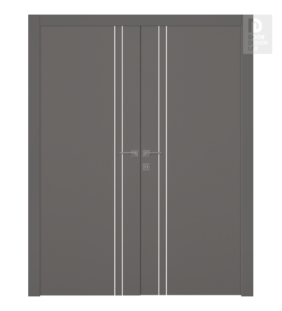 Optima 2V Gray Matte Modern Interior Double Swing Doors by Belldinni