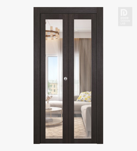Avon 207 Clear Vetro Veralinga Oak Modern Interior Bifold Doors by Belldinni