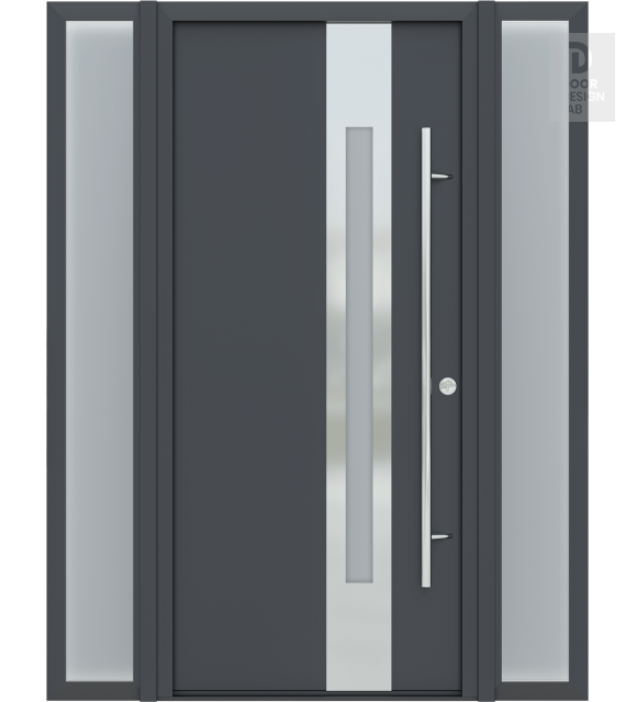 MODERN FRONT STEEL DOOR WITH SIDELITES ZEPHYR ANTRACIT/WHITE 61 1/16" X 81 11/16" LHI