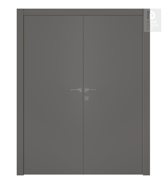 Optima Gray Matte Modern Interior Double Swing Doors by Belldinni