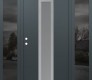 Modern Steel Front Door DIAMOND A1 68" X 80" ANTHRACITE/ANTHRACITE FROSTED GLASS PANEL STAINLESS STEEL RHI WITH 2 SIDELITES MIRRORED GLASS