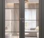 Avon 4 Lite Clear Vetro Gray Matte Modern Interior Double Swing Doors by Belldinni