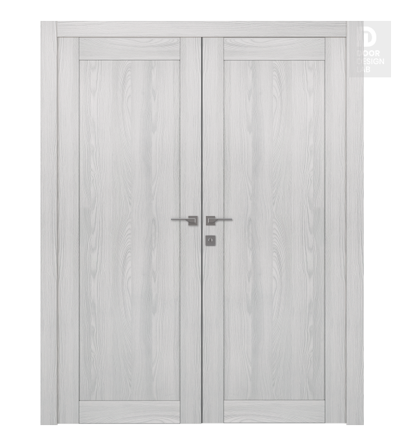 Shaker 1 Panel Ribeira Ash Modern Interior Double Swing Doors by Belldinni